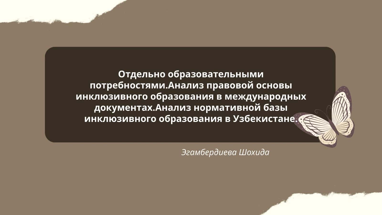 Анализ правовой основы инклюзивного образования в международных документах. Анализ нормативной базы инклюзивного образования в Узбекистане