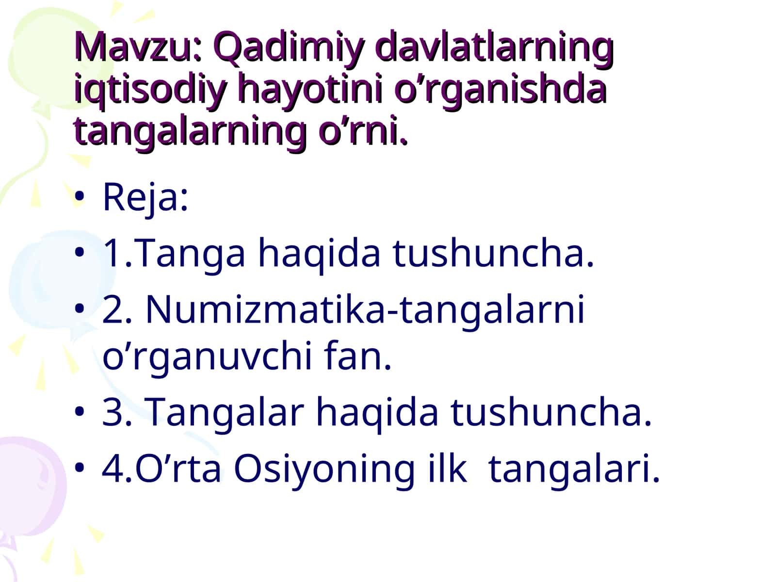 Tangalar va numizmatika