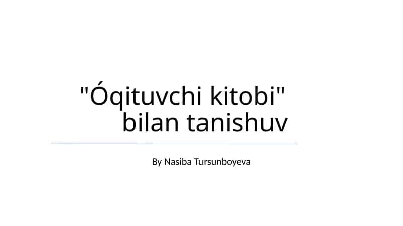 Óqituvchi kitobi