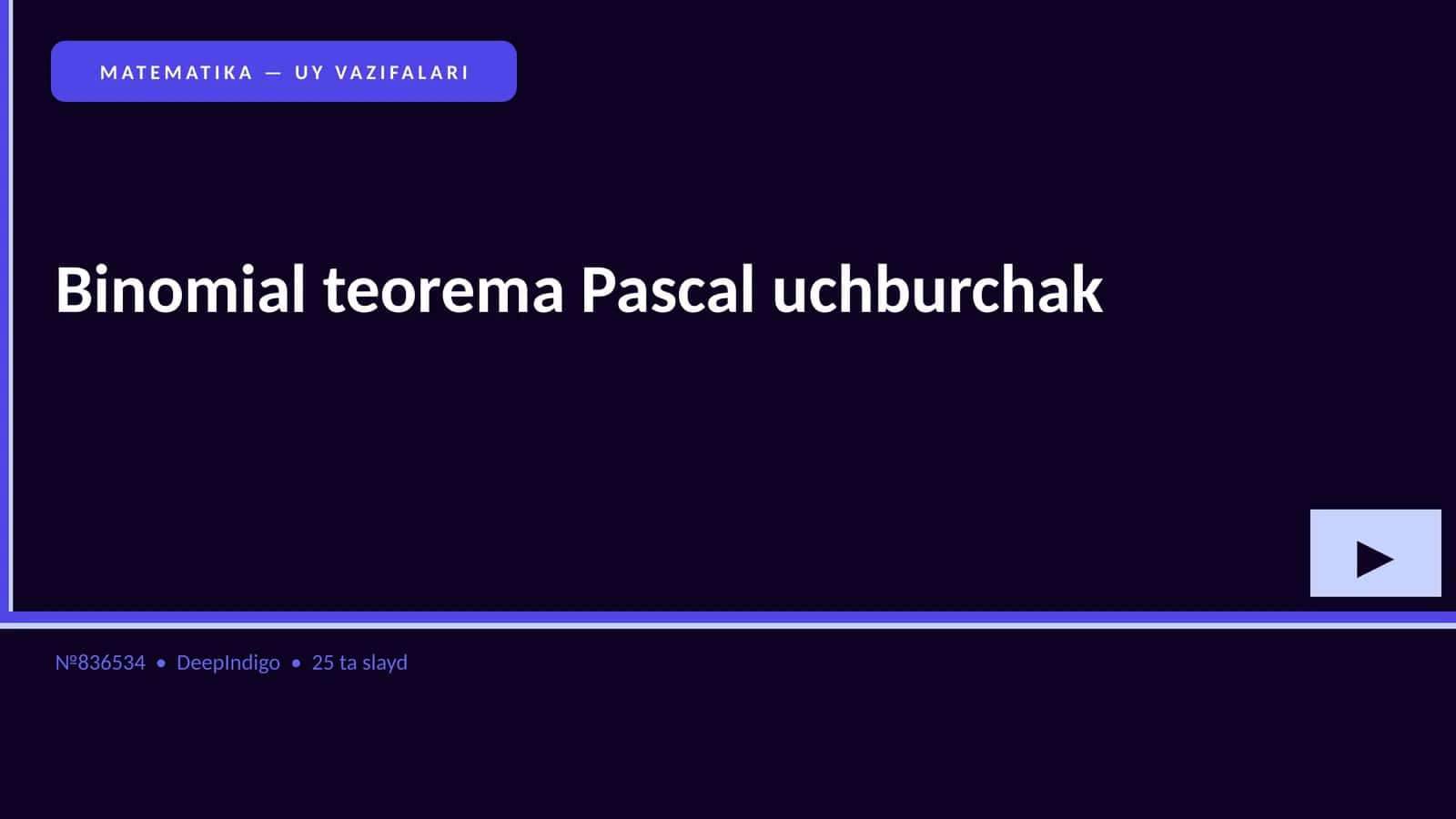 Binomial teorema Pascal uchburchak