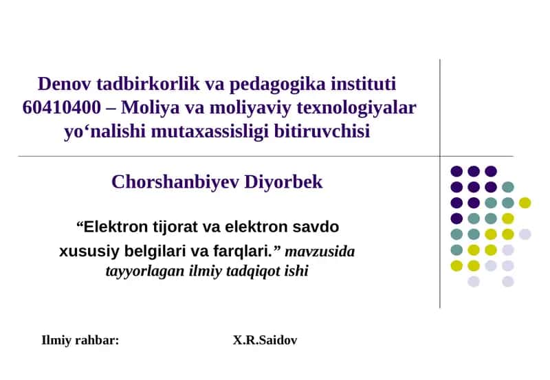 Elektron Tijorat va Elektron Savdo Xususiy Belgilari va Farqlari