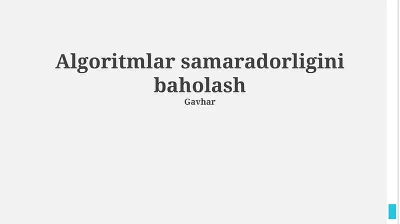 Algoritmlar samaradorligini baholash