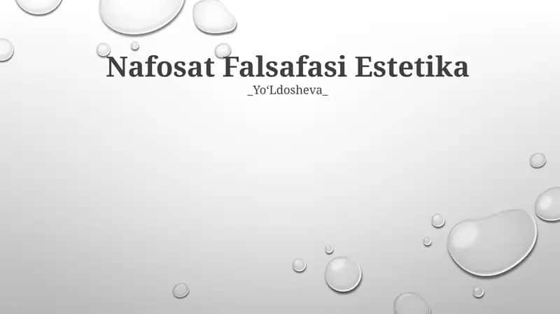 Nafosat Falsafasi Estetika