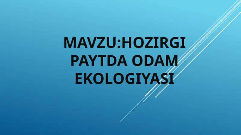 Odam Ekologiyasi