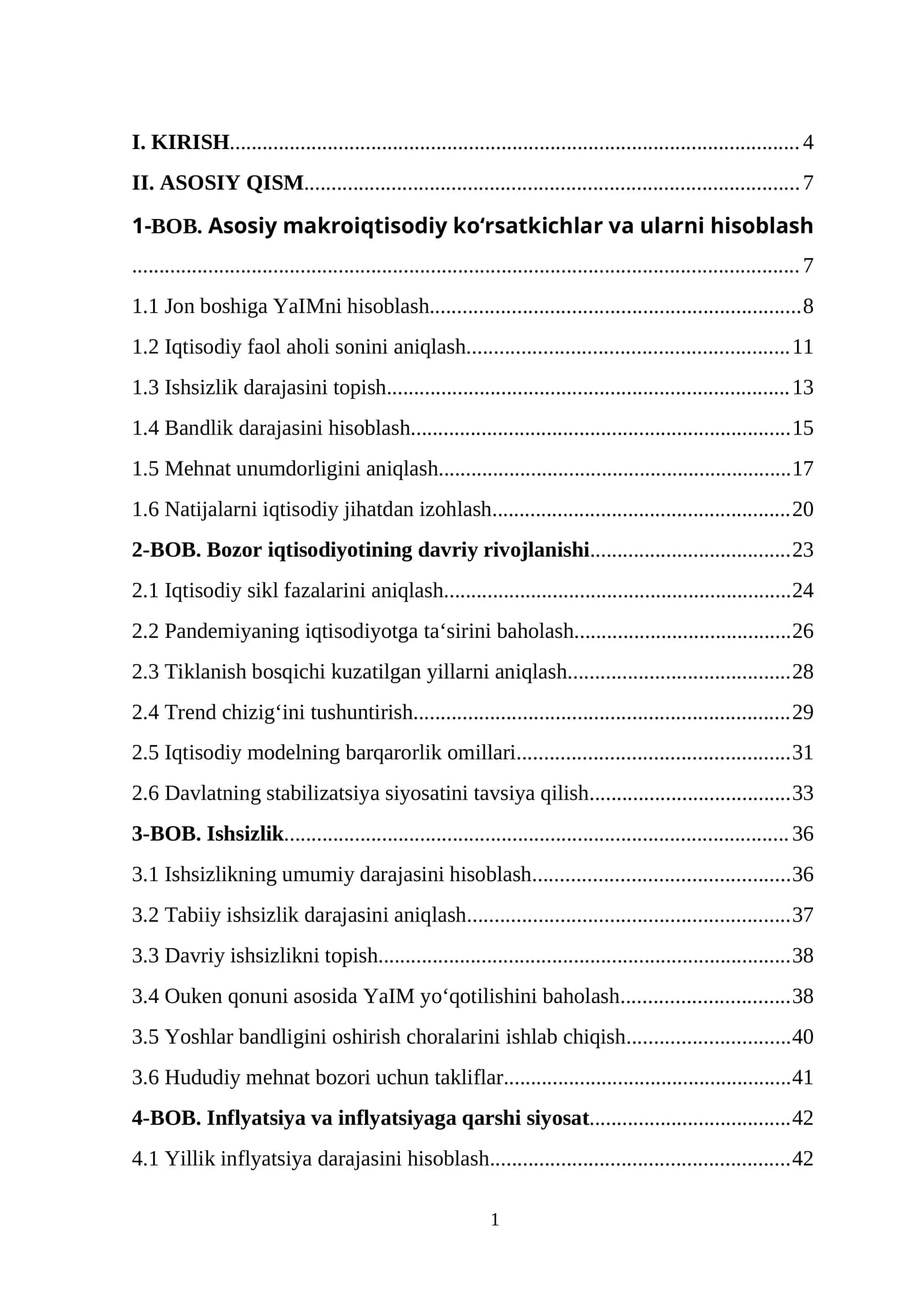 Asosiy makroiqtisodiy ko‘rsatkichlar va ularni hisoblash