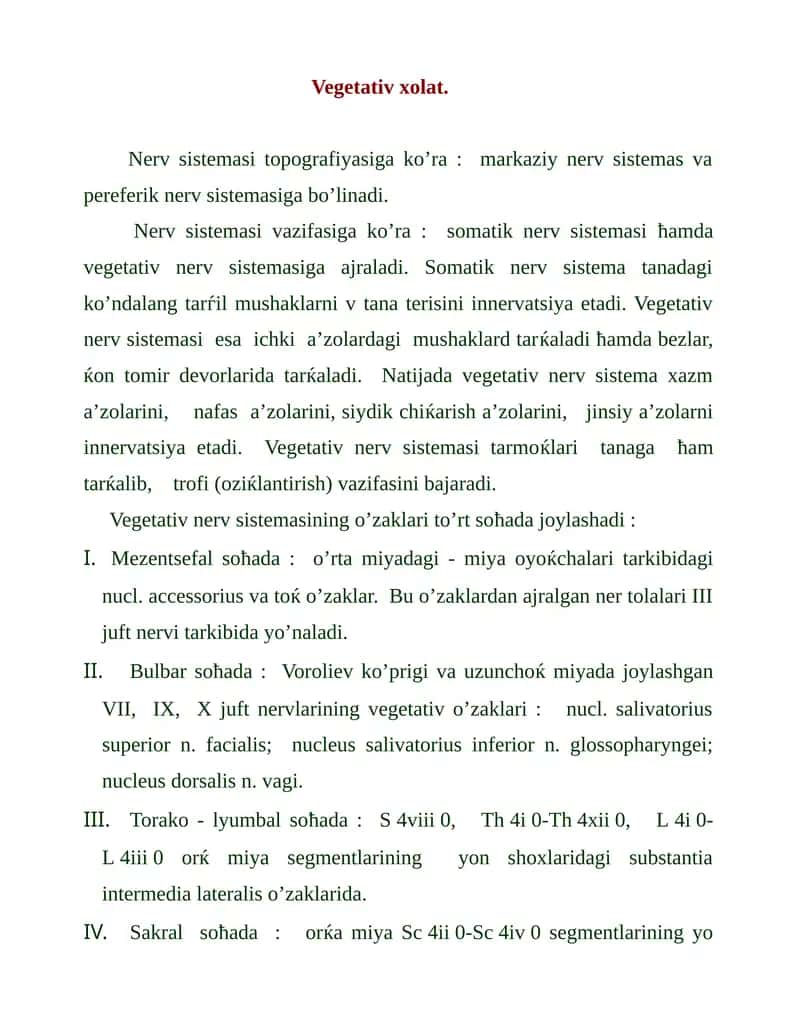 Vegetativ xolat