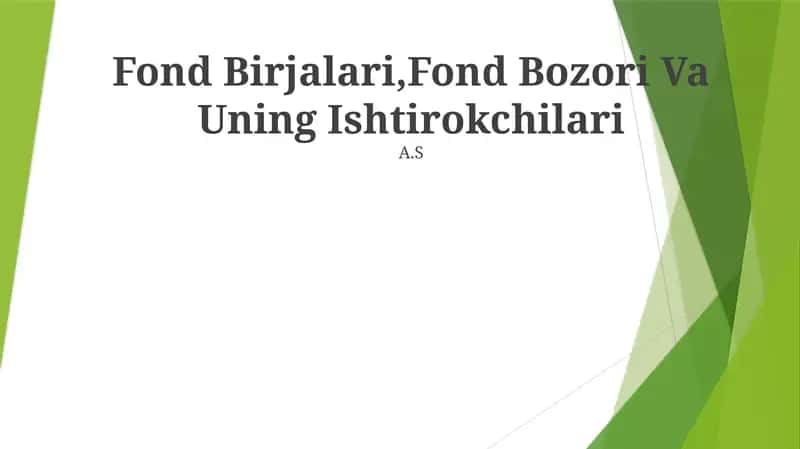 Fond Birjalari,Fond Bozori Va Uning Ishtirokchilari