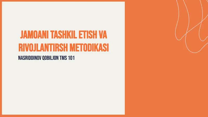 Jamoani tashkil etish va rivojlantirish metodikasi