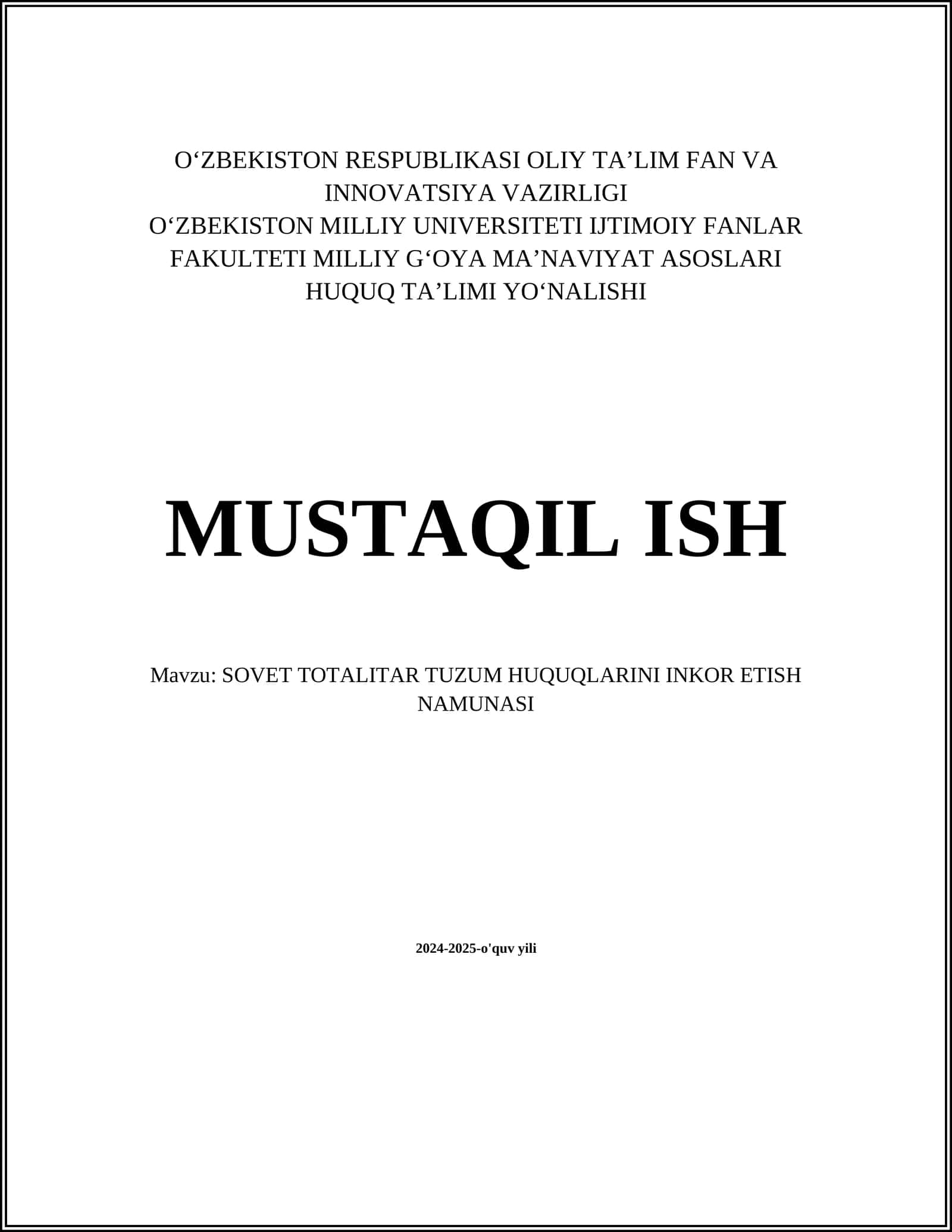 SOVET TOTALITAR TUZUM HUQUQLARINI INKOR ETISH NAMUNASI