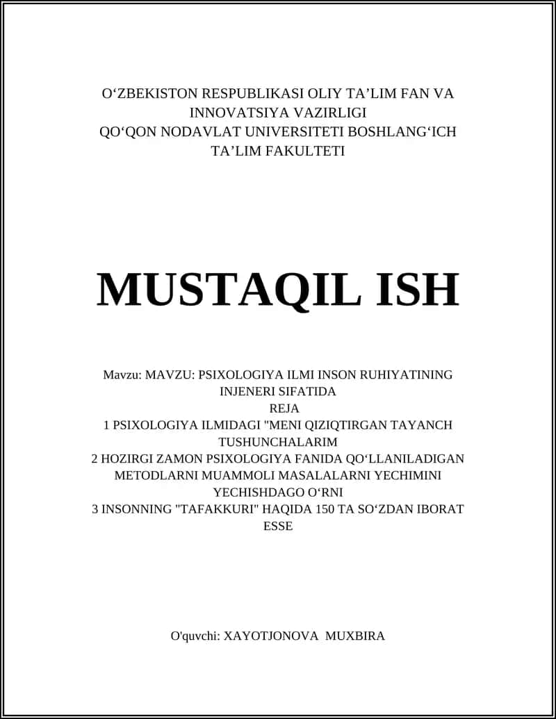 Psixologiya Ilmi Inson Ruhiyatining Injeneri Sifatida