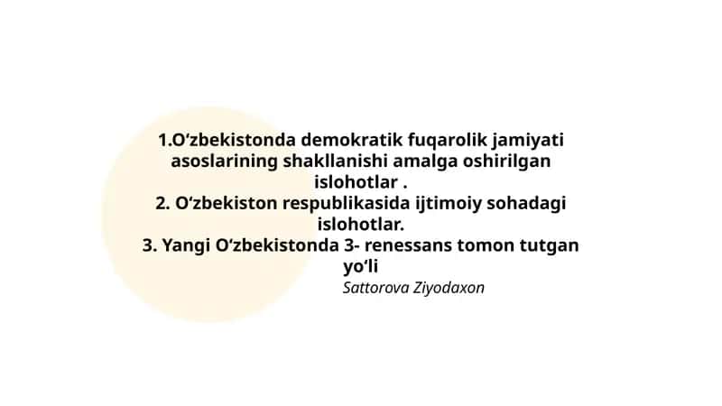 Oʻzbekistonda demokratik fuqarolik jamiyati asoslarining shakllanishi amalga oshirilgan islohotlar