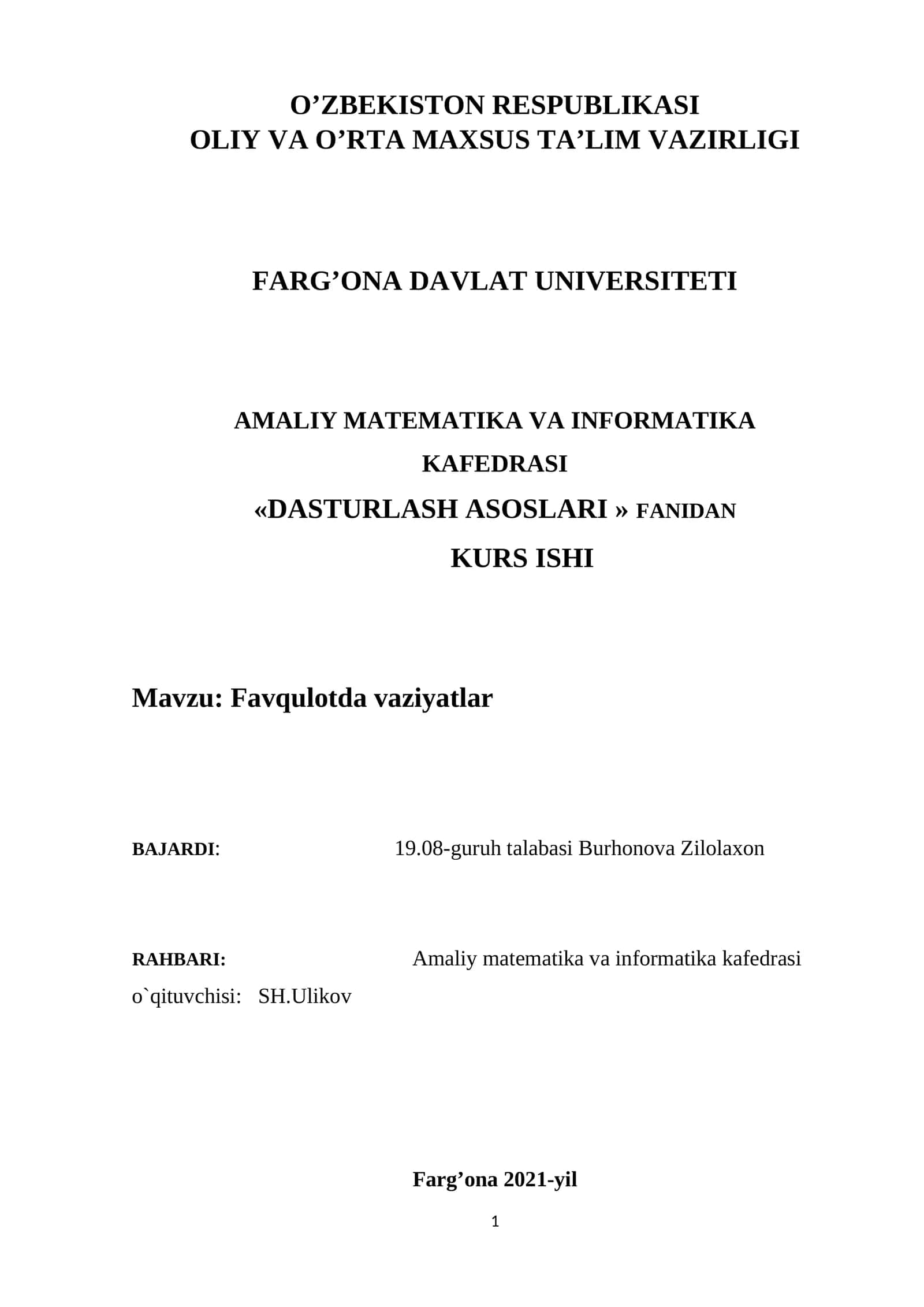 Favqulotda vaziyatlar