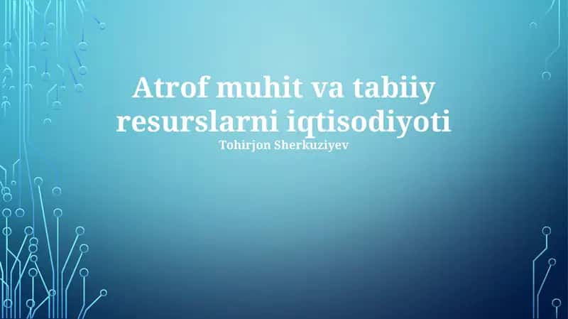Atrof-muhit va tabiiy resurslarni iqtisodiyoti