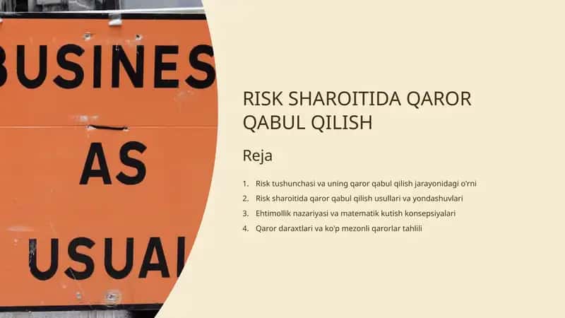 Risk sharoitida qaror qabul qilish