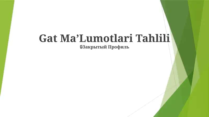 Gat MaʼLumotlari Tahlili