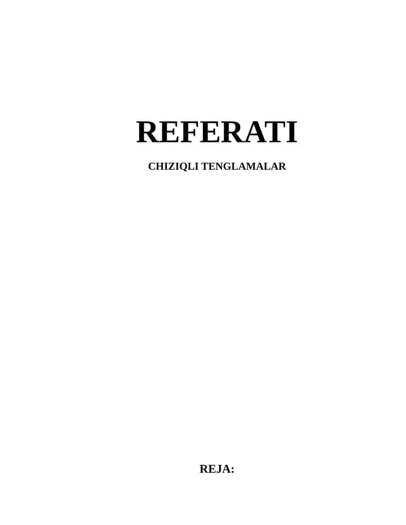 Chiziqli Tenglamalar Referati