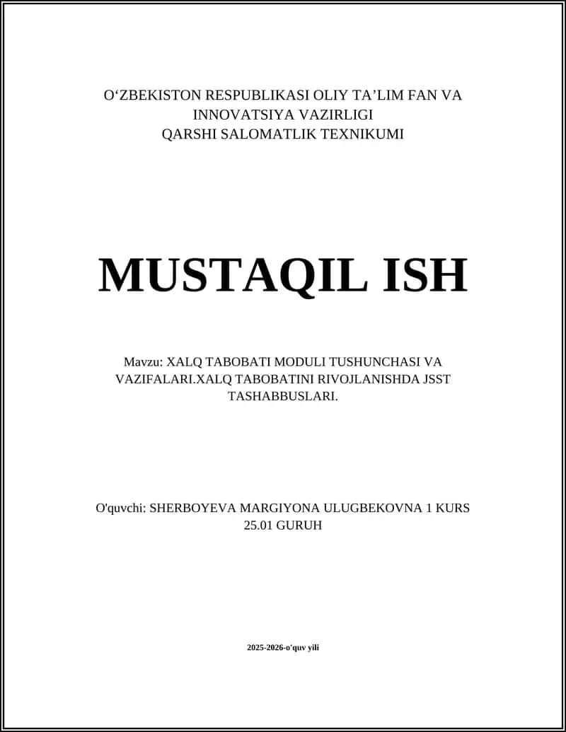 Xalq Tabobati Moduli Tushunchasi va Vazifalari
