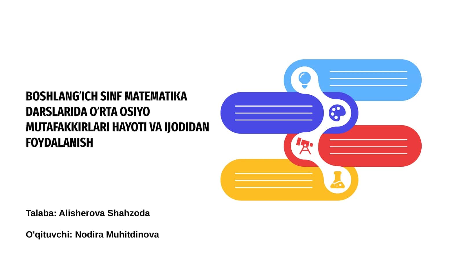 BOSHLANG’ICH SINF MATEMATIKA DARSLARIDA O’RTA OSIYO MUTAFAKKIRLARI HAYOTI VA IJODIDAN FOYDALANISH