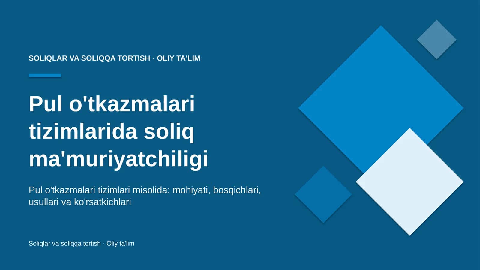 pul o'tkazmalari tizimlarida soliq ma'muriyatchiligi 3820