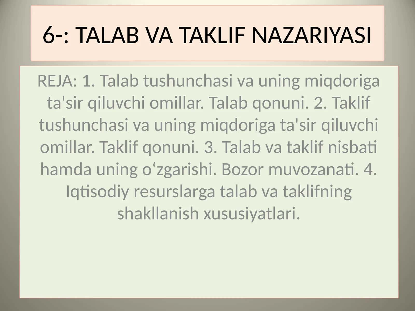 TALAB VA TAKLIF NAZARIYASI