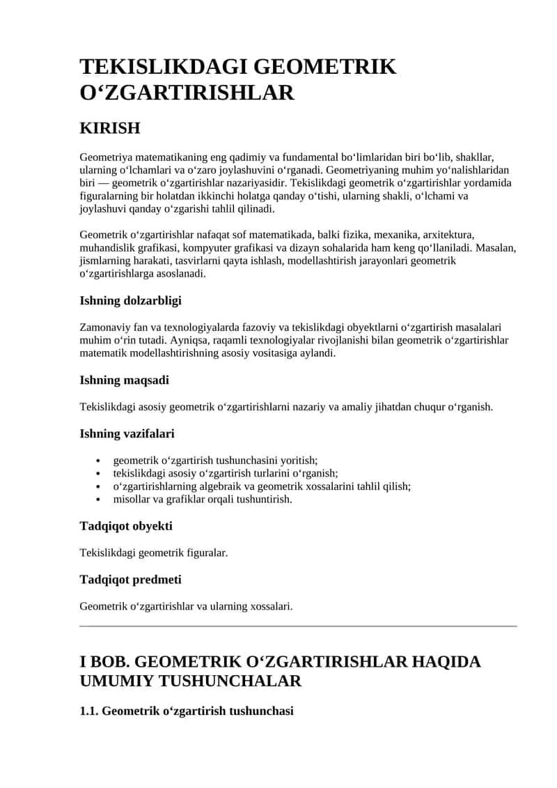 Geometrik o‘zgartirishlar