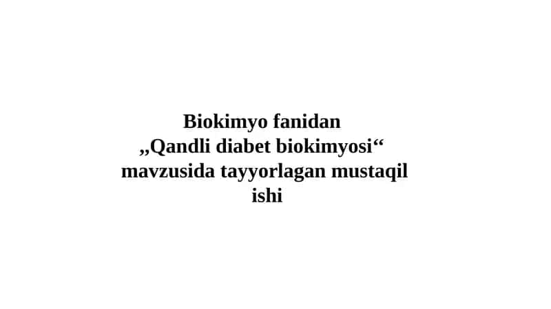 Qandli diabet biokimyosi