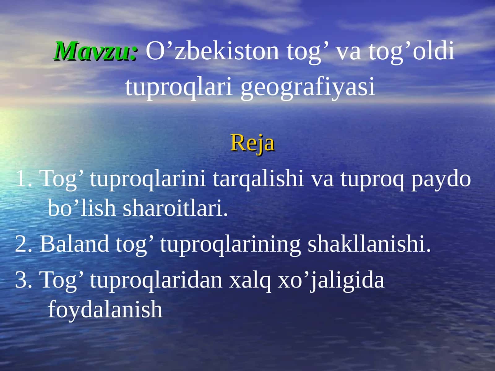 O’zbekiston tog’ va tog’oldi tuproqlari geografiyasi