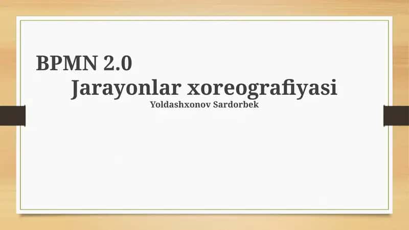 BPMN 2.0 Xoreografiyalari: Asoslar va Kontseptsiya