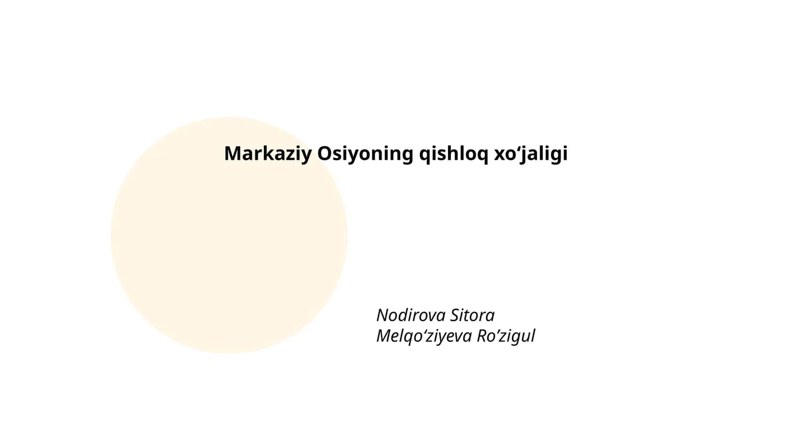 Markaziy Osiyoning qishloq xoʻjaligi