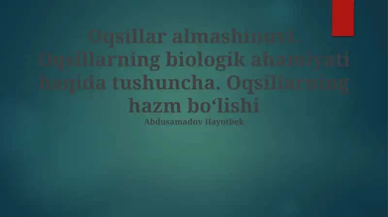 Oqsillar almashinuvi