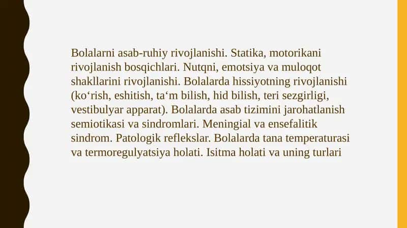 Bolalarni asab-ruhiy rivojlanishi