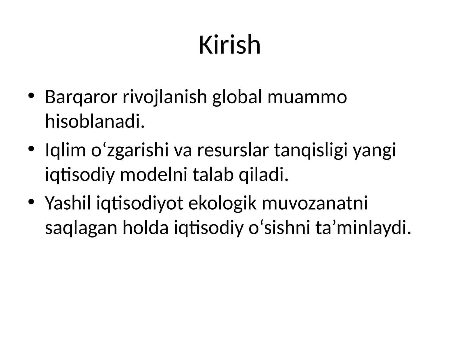 Yashil iqtisodiyot (Green Economy)
