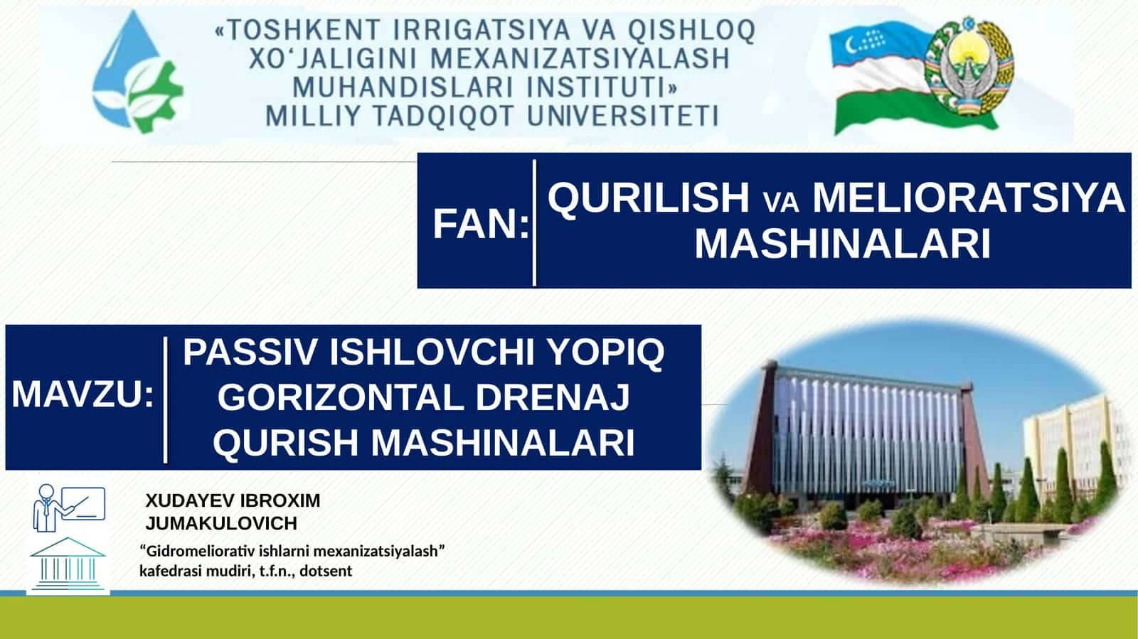 PASSIV ISHLOVCHI YOPIQ GORIZONTAL DRENAJ QURISH MASHINALARI