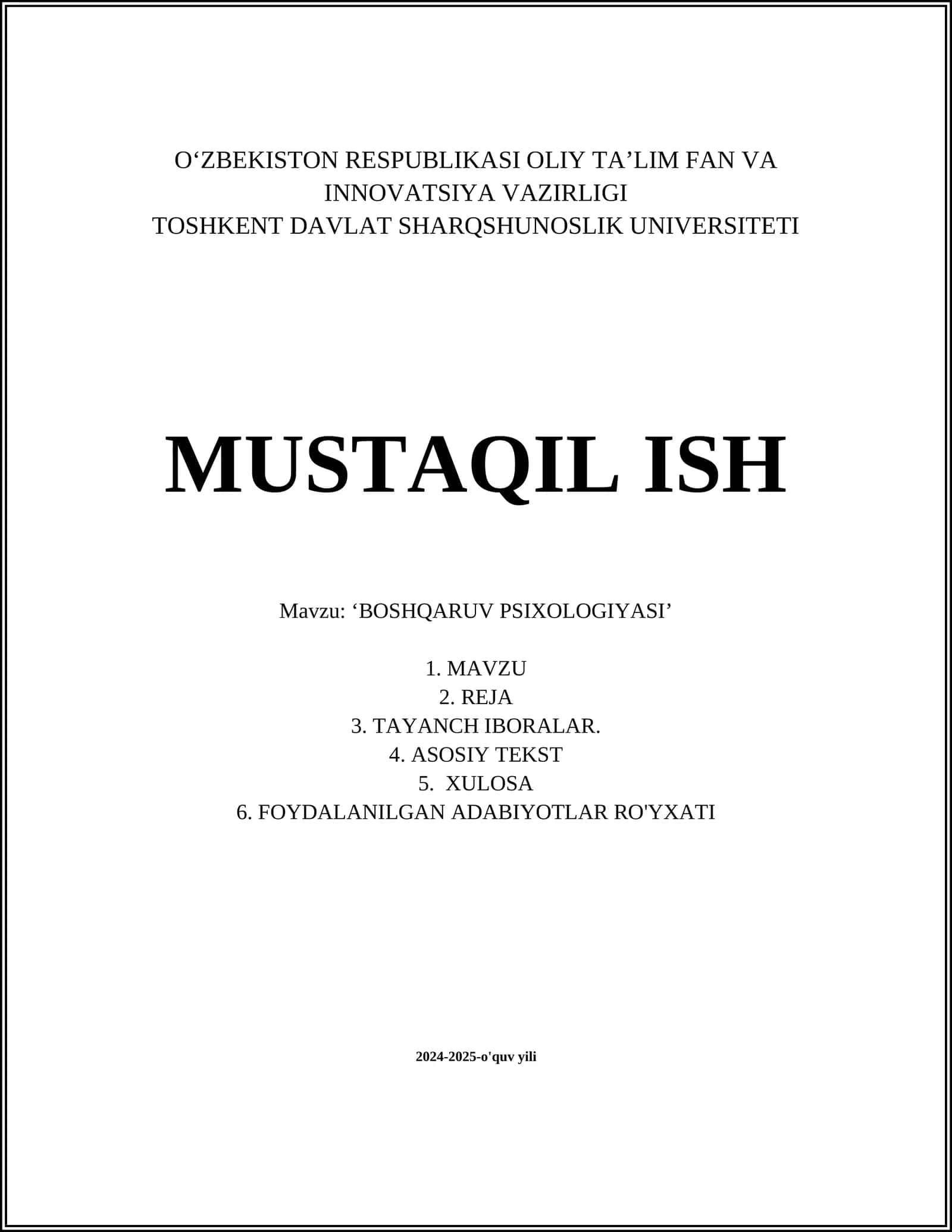 BOSHQARUV PSIXOLOGIYASI