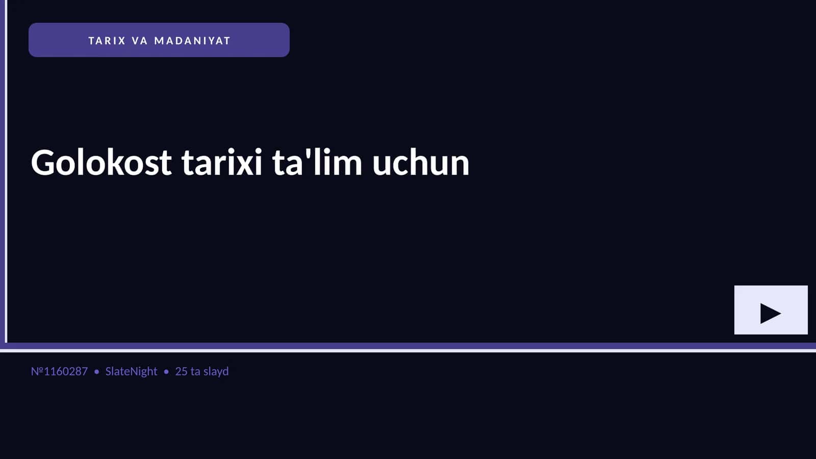 TARIX VA MADANIYAT Golokost tarixi ta'lim uchun