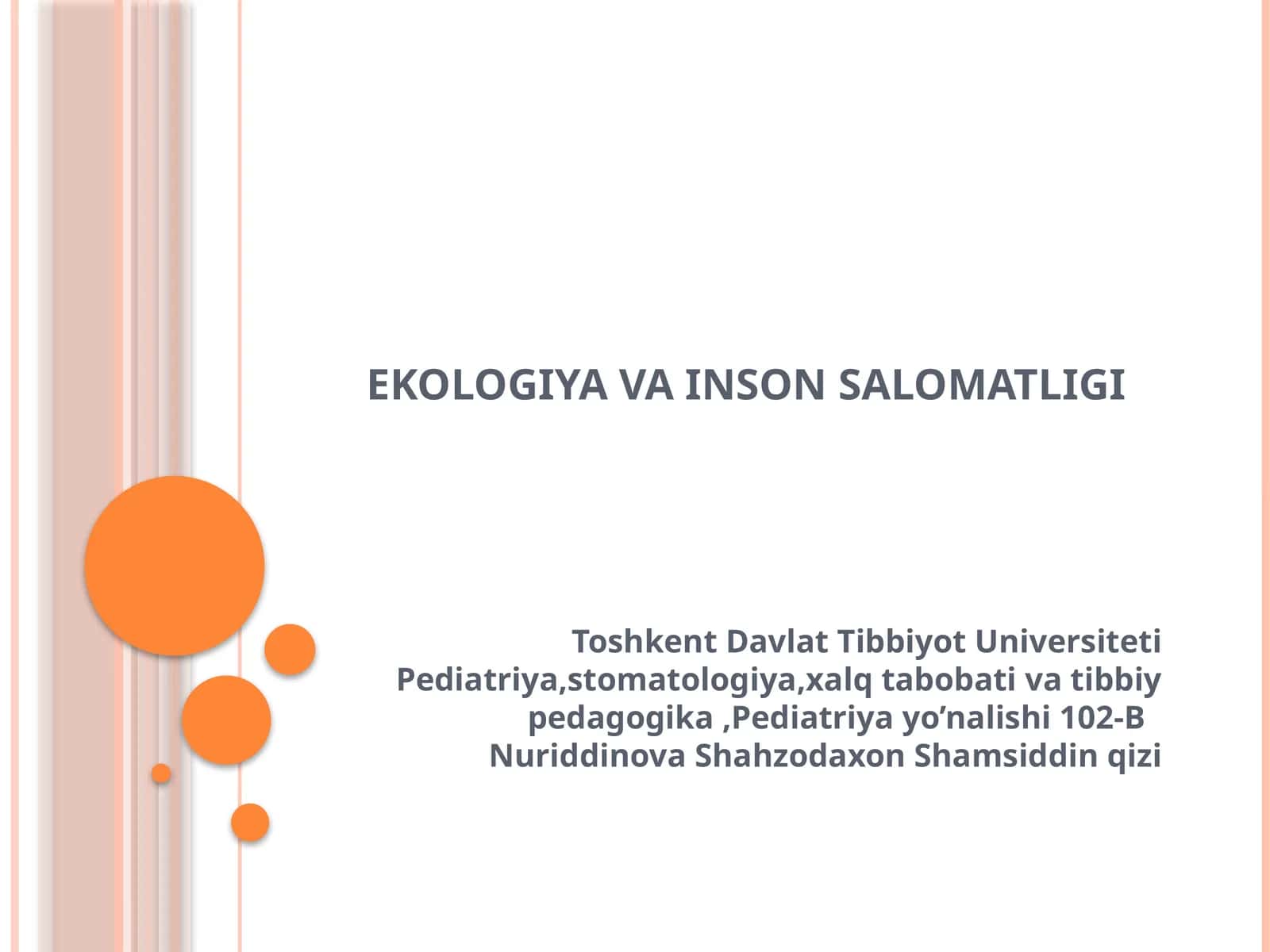 Ekologiya va inson salomatligi