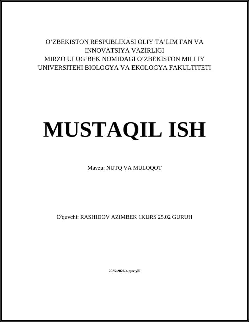 NUTQ VA MULOQOT