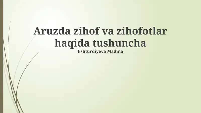 Aruzda zihof va zihofotlar haqida tushuncha