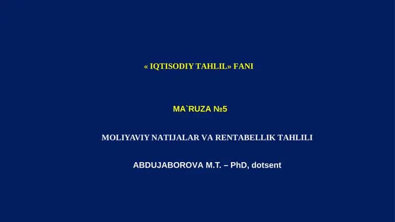 IQTISODIY TAHLIL