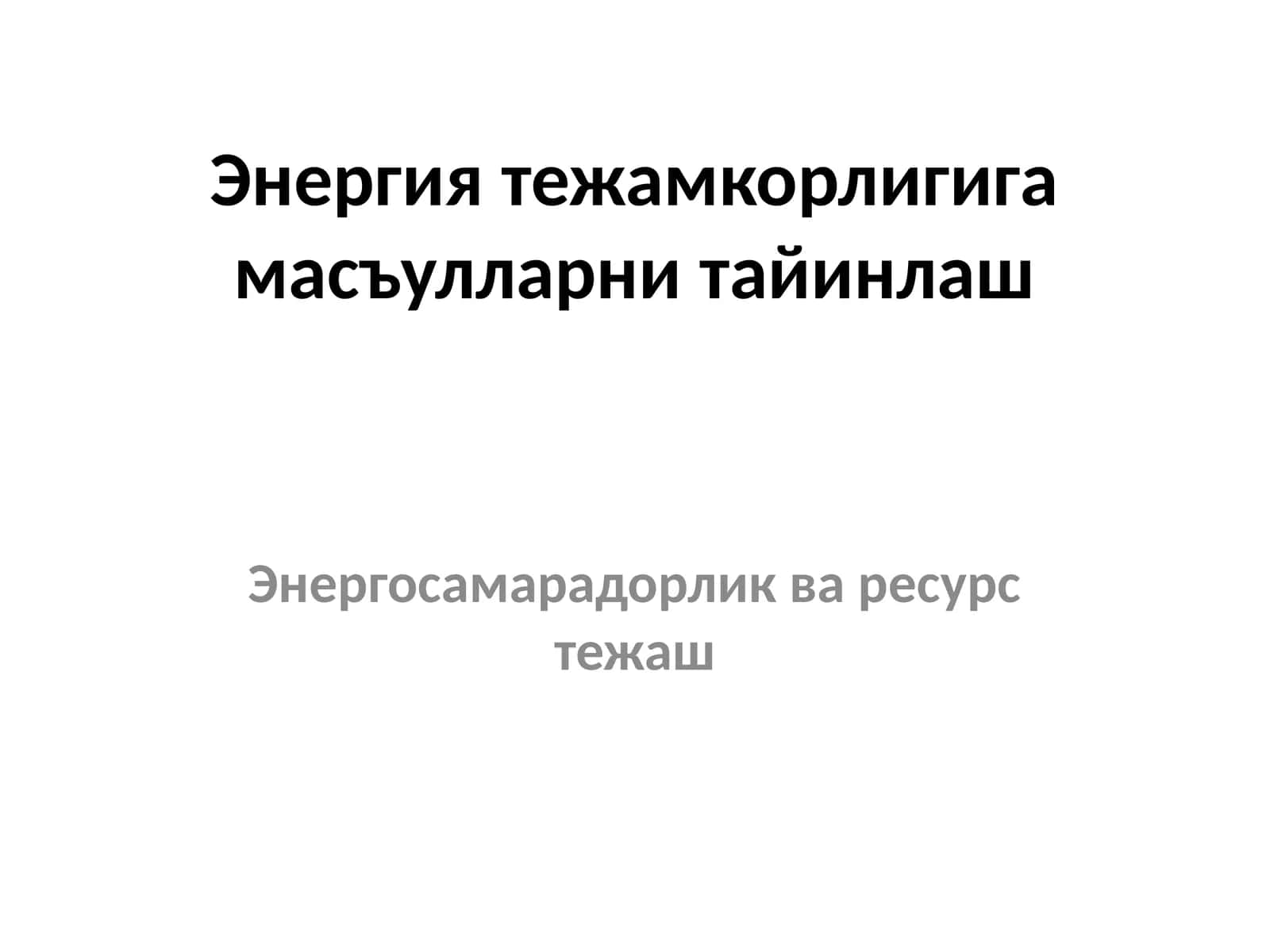 Энергия тежамкорлигига масъулларни тайинлаш