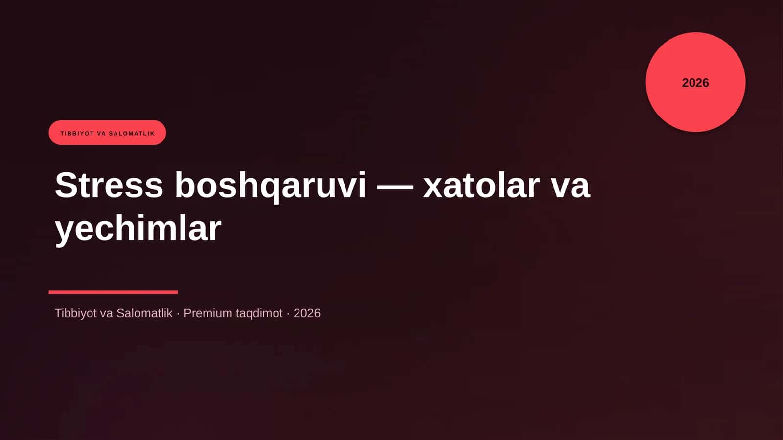 Stress boshqaruvi — xatolar va yechimlar