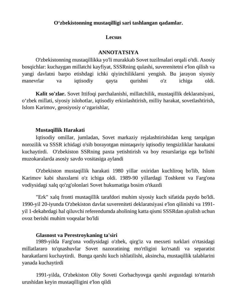 O'zbekiston mustaqillik harakati