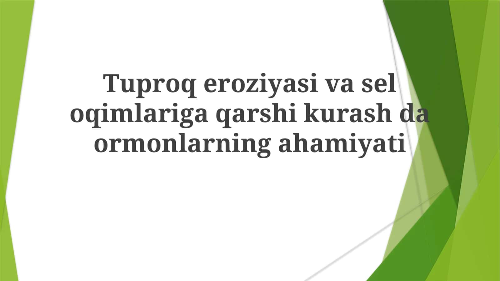 Tuproq eroziyasi va selning oldini olishda o'rmonlarning roli