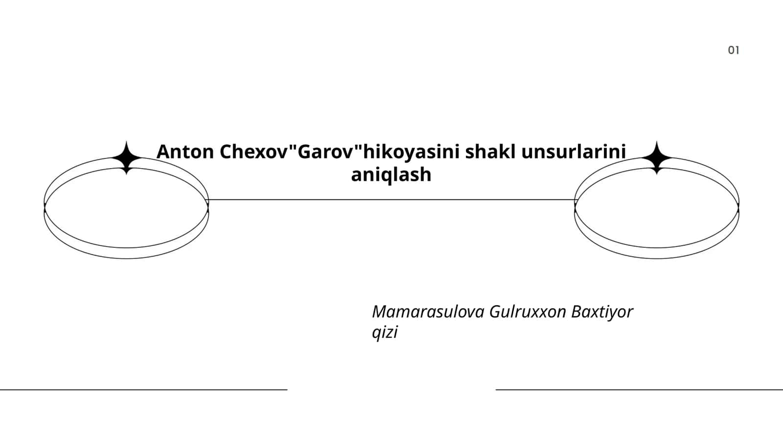 Anton Chekhov "Garov" hikoyasini shakl unsurlarini aniqlash
