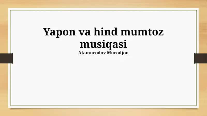 Yapon va hind mumtoz musiqasi