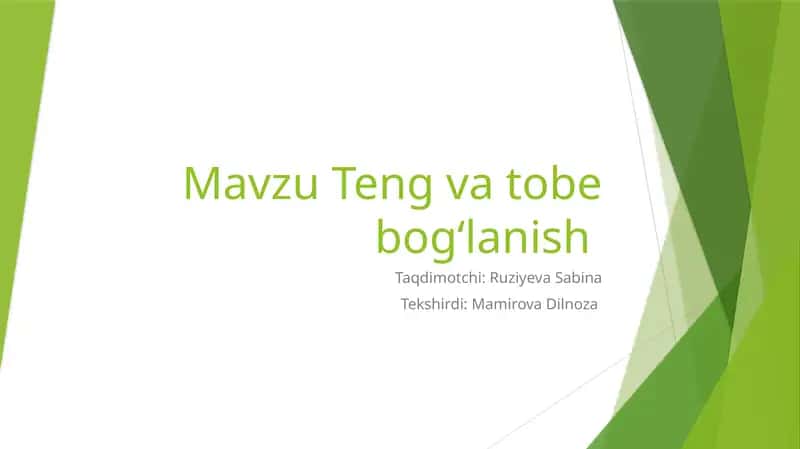 Тенг ватобебогʻланиш