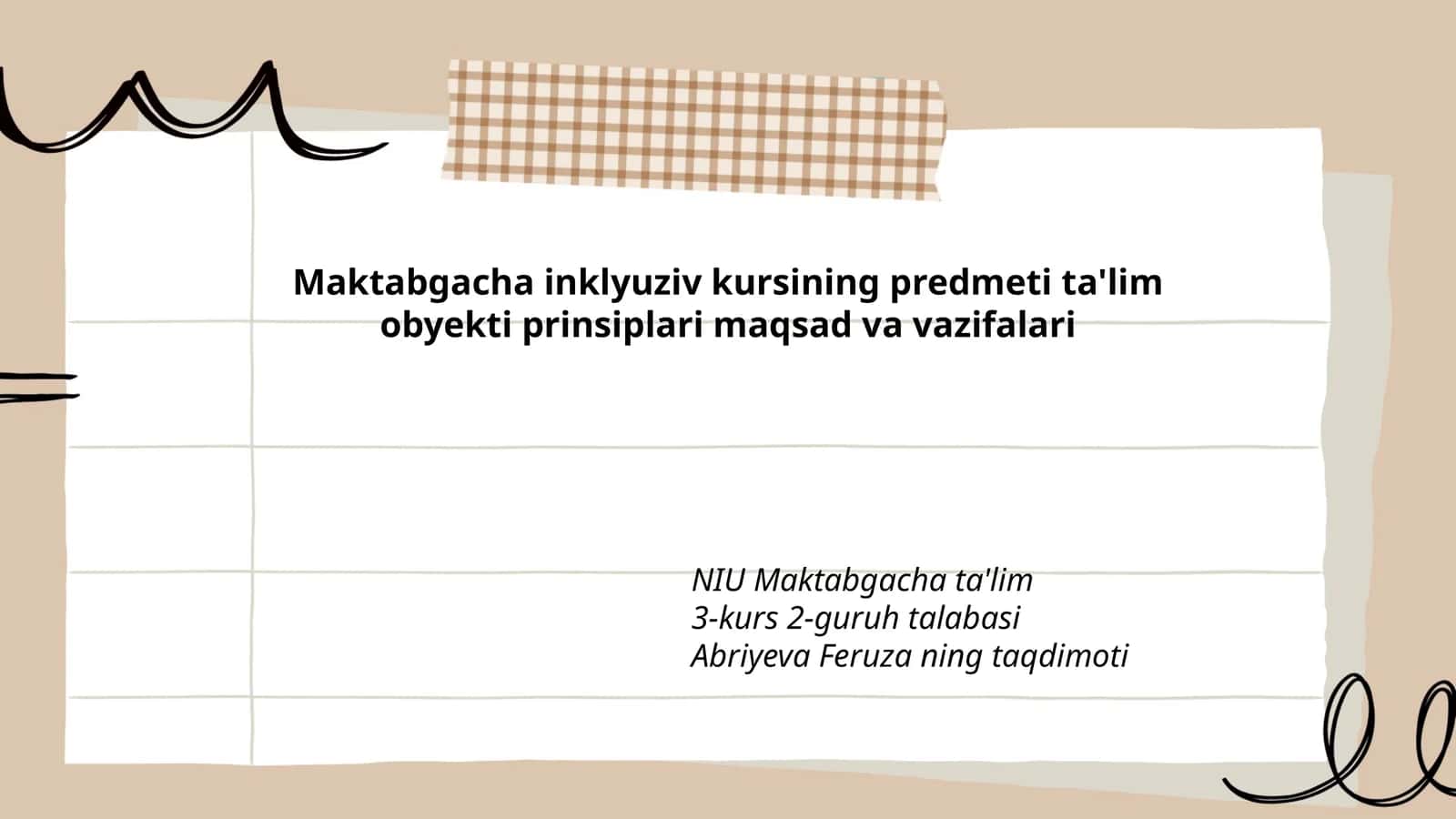 Maktabgacha inklyuziv kursining predmeti