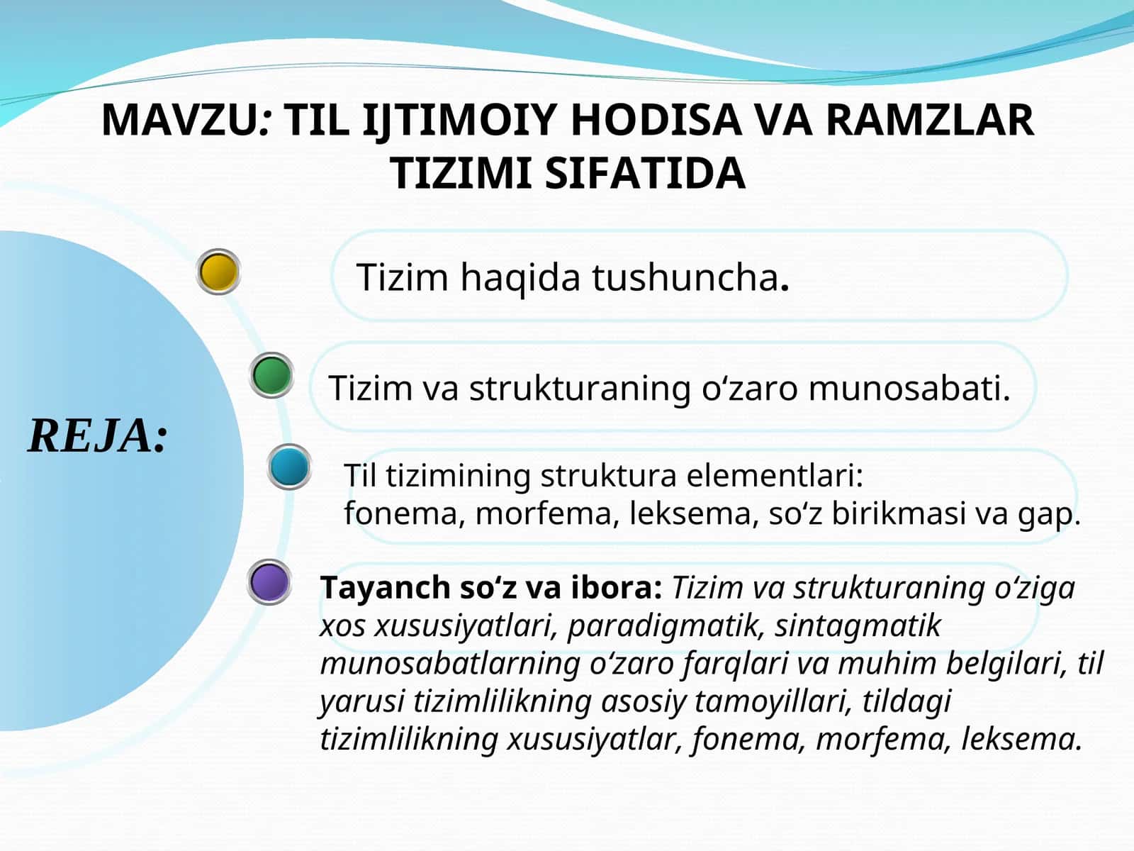 TIL IJTIMOIY HODISA VA RAMZLAR TIZIMI SIFATIDA