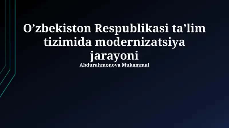 O'zbekiston ta'lim tizimini modernizatsiya qilish strategiyasi