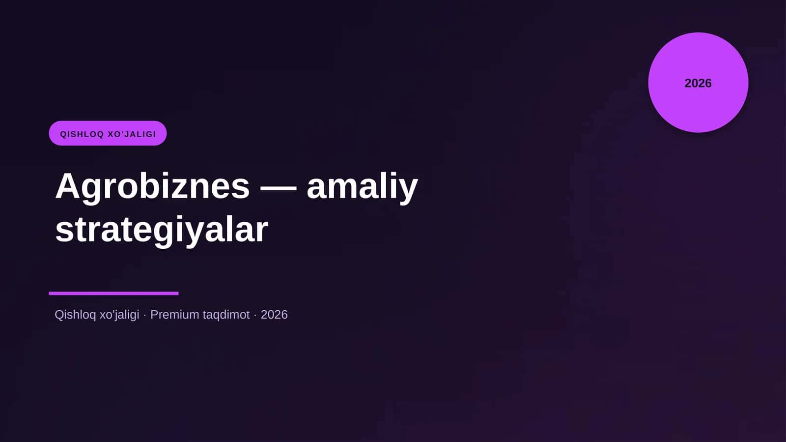 Agrobiznes — amaliy strategiyalar